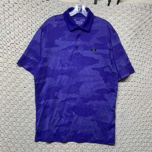 Under Armour Shirt Mens Sz M Purple Playoff Camo Jacquard Golf Polo Shirt